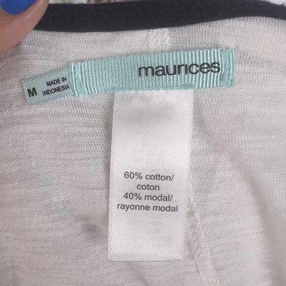 Maurice's size Medium women's light weight baseball tee, dark blue white #2740 - Picture 6 of 7